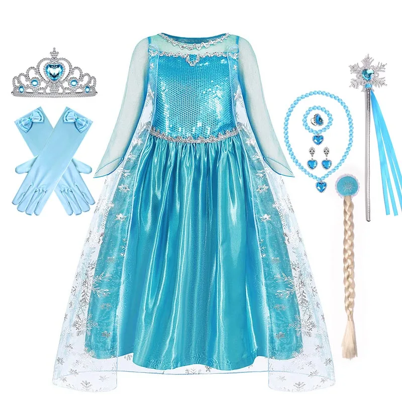 Girls Princess Disney Dress Kids Cosplay Cinderella Snow White Aurora Rapunzel Halloween Costume Children Birthday Party Dresses