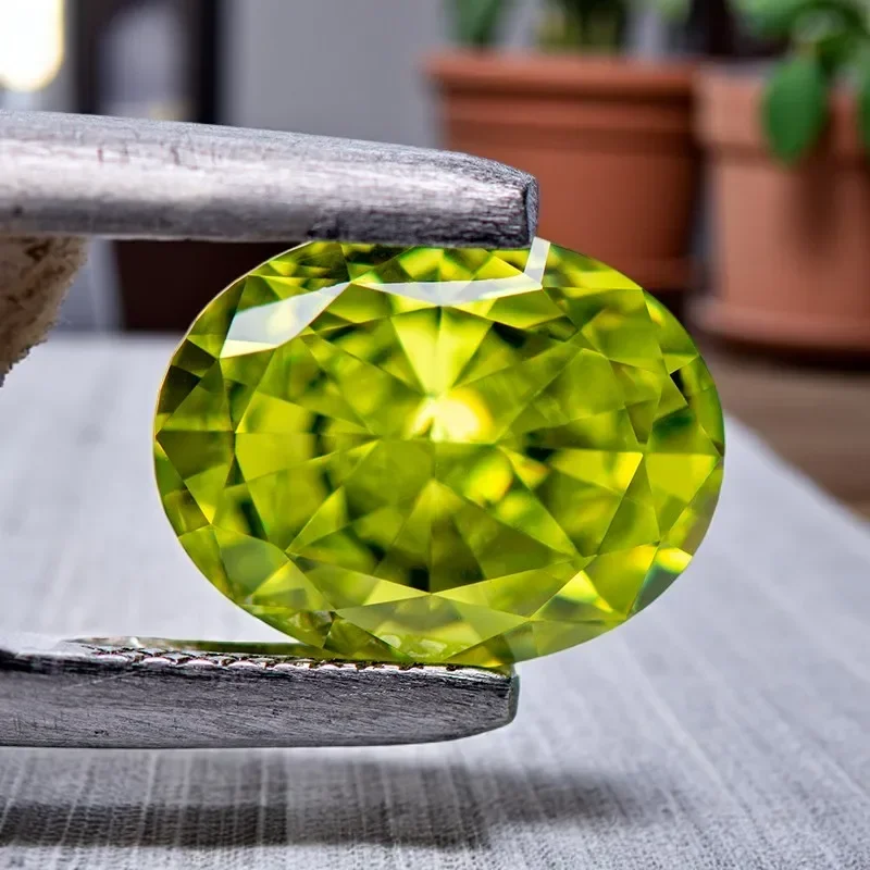 

Q-Wholesale Cubic Zirconia Crushed Ice Cut No Certificate Oval Shape Apple Green Color Charms Beads Diy Jewelry Making Materials