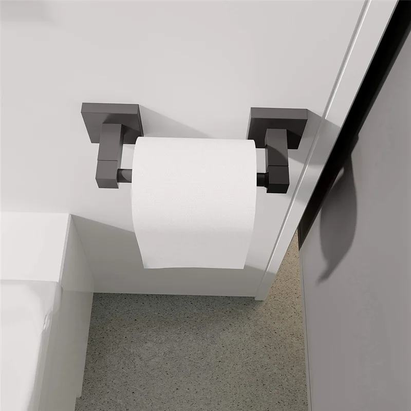Black Stainless Steel Toilet Paper Holder Double Post Pivot Square Paper Towel Holder Toilet Toilet Holder-AT64