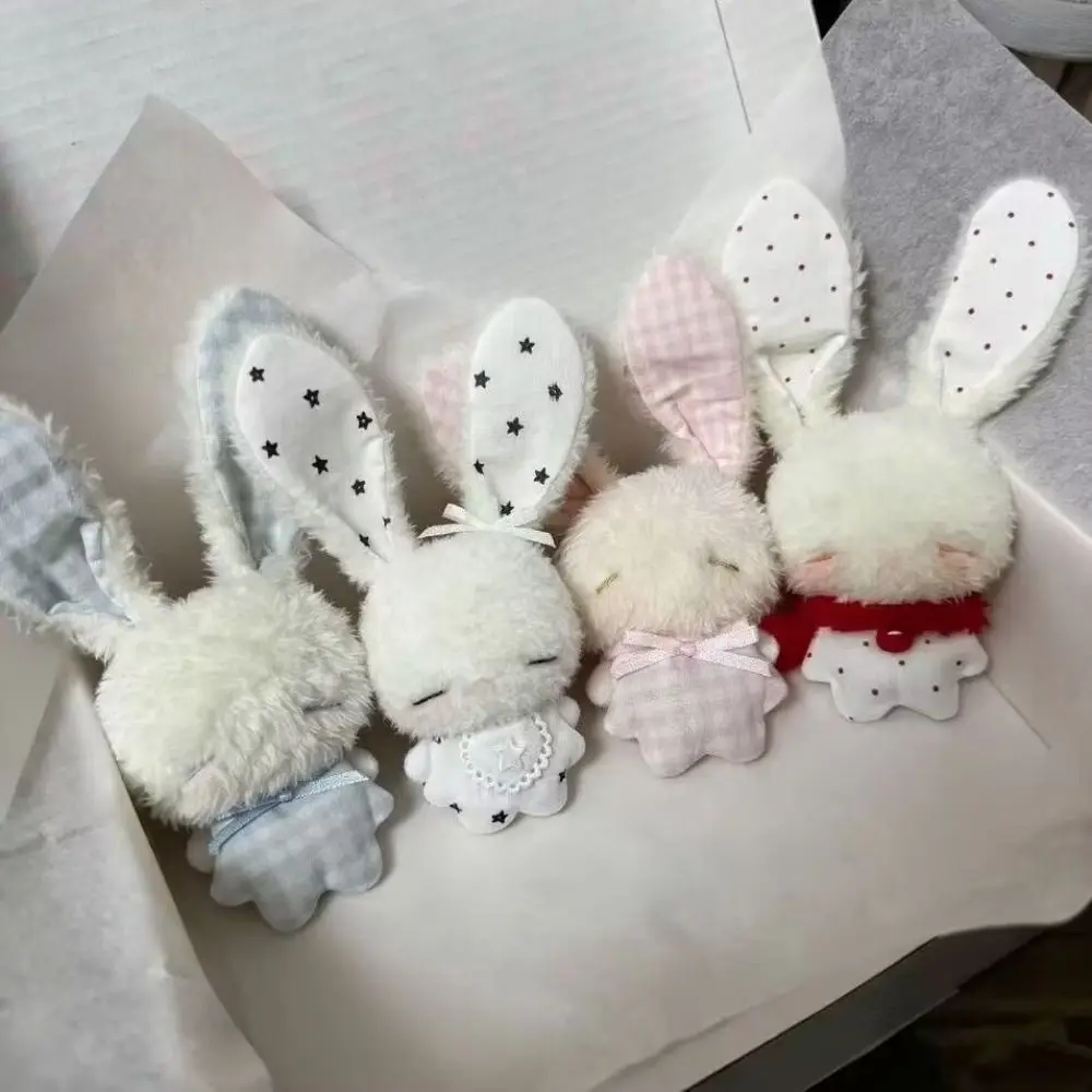 Cartoon Soft Stuffed Bunny Keychain Bead Chain Long Ear Rabbit Doll Pendant Backpack Pendant Girls Gifts