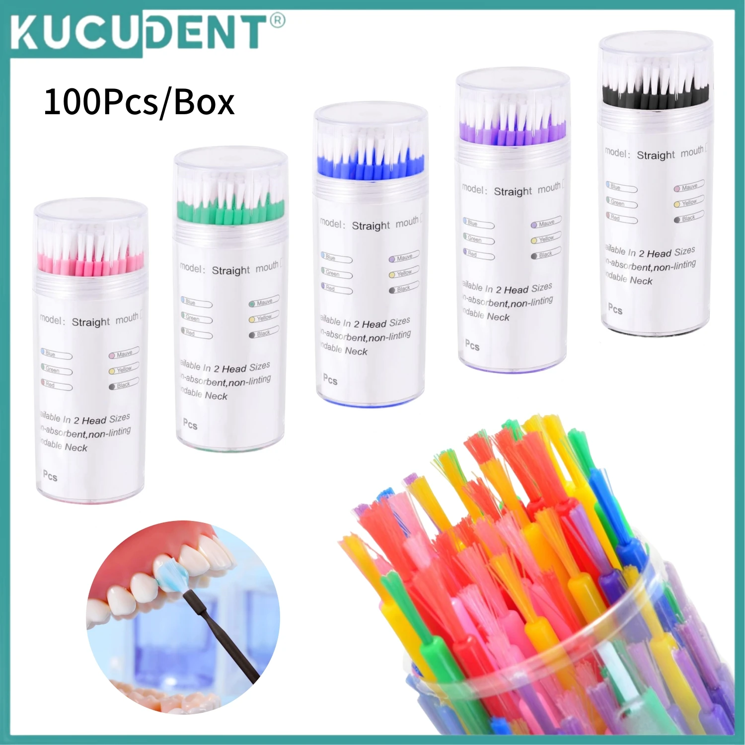 KUCUDENT Dental Micro Brush Disposable Long Applicator Brushes Bendable Extension Cleaning Sticks Teeth Whitening Makeup Tools