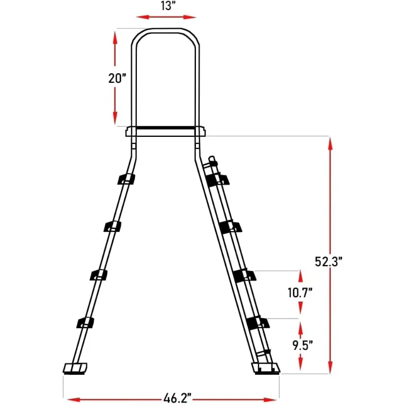 [وصول جديد، شحن مجاني! سلم حمام السباحة ذو 5 خطوات على شكل حرف A، أبيض وأزرق - يناسب حمامات السباحة فوق الأرض مع جدران جانبية من 48 إلى 52 بوصة، مع