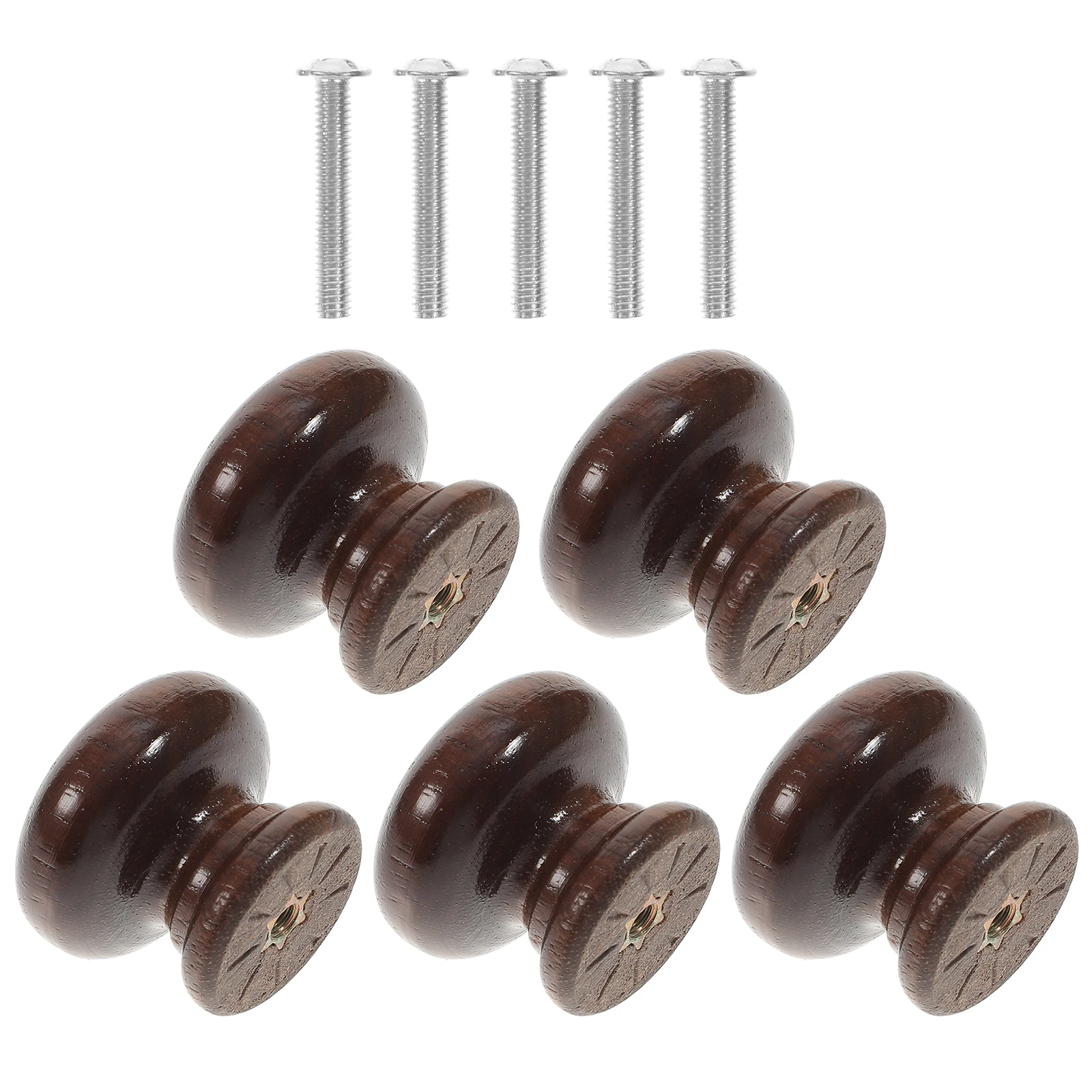

Black Walnut Wooden Handle Cabinet Pull Replacement Single Hole Smooth Sturdy Furniture Accessory Drawer Wardrobe Door