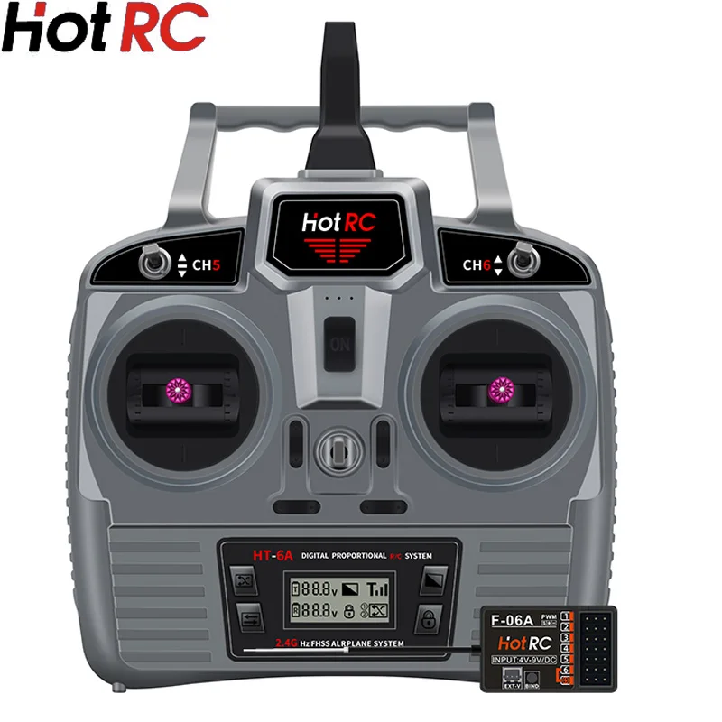 Hotrc HT-6A 2.4G 6CH RC Transmetteur FHSS & 6CH Récepteur Avec Boîte Pour FPV Drone Rc Avion Rc Voiture Rc Bateau