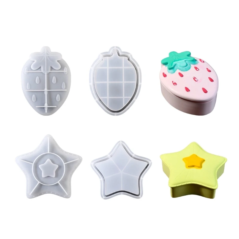 

Silicone Storage Box Mold Set Storage Container Moulds Jewelry Storage Case Molds Strawberry/Star for Crafting Dropship