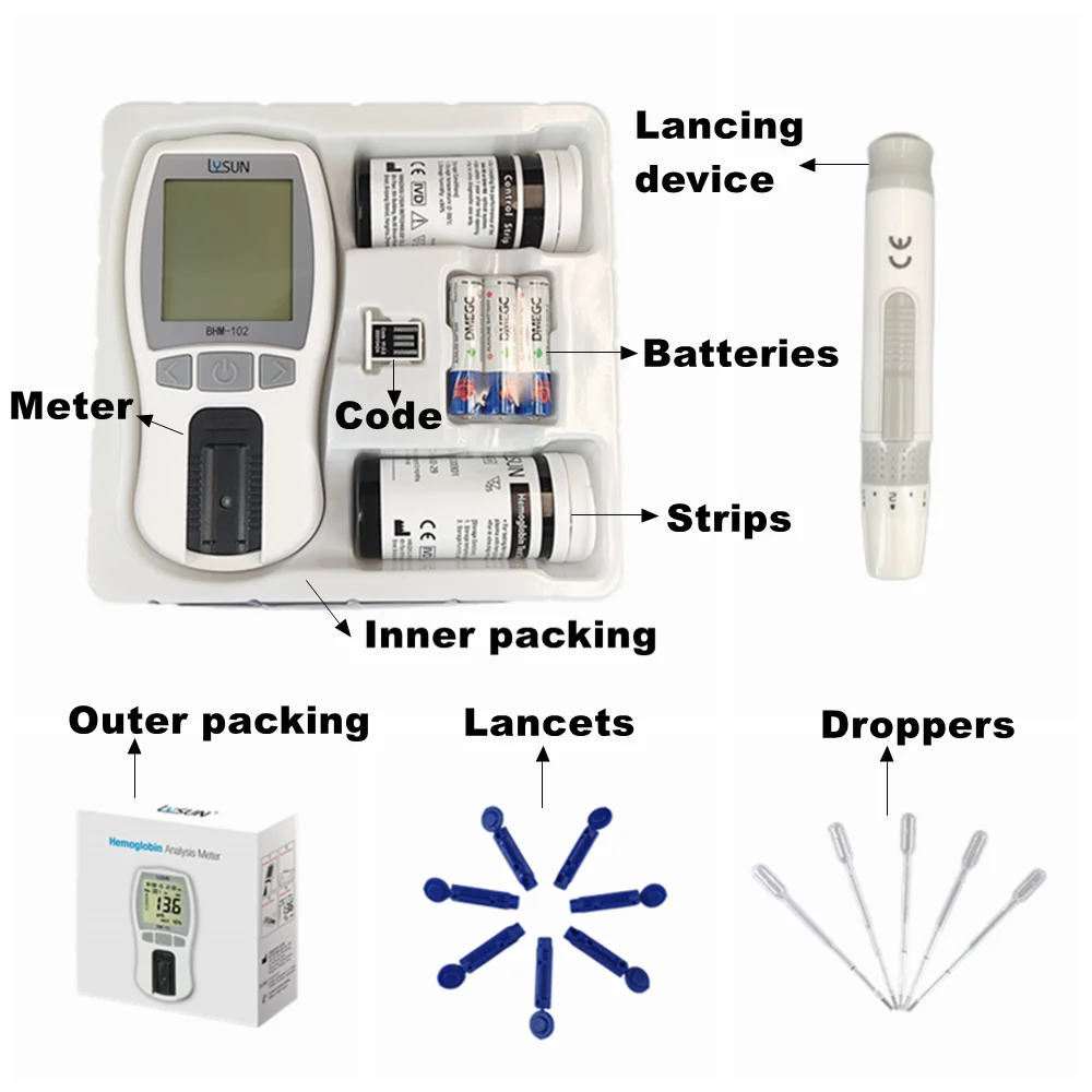 Portable Hemoglobinometer  Analyzer HB Meter  Test Equipment