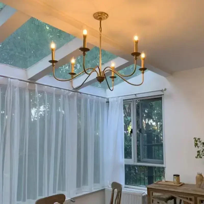 Imagem -05 - Vela Dourada Lustre para Casa Decorar Lâmpada Pingente Quarto Viver Sala de Jantar Cozinha Modernos Simples Americano Deixando Cair