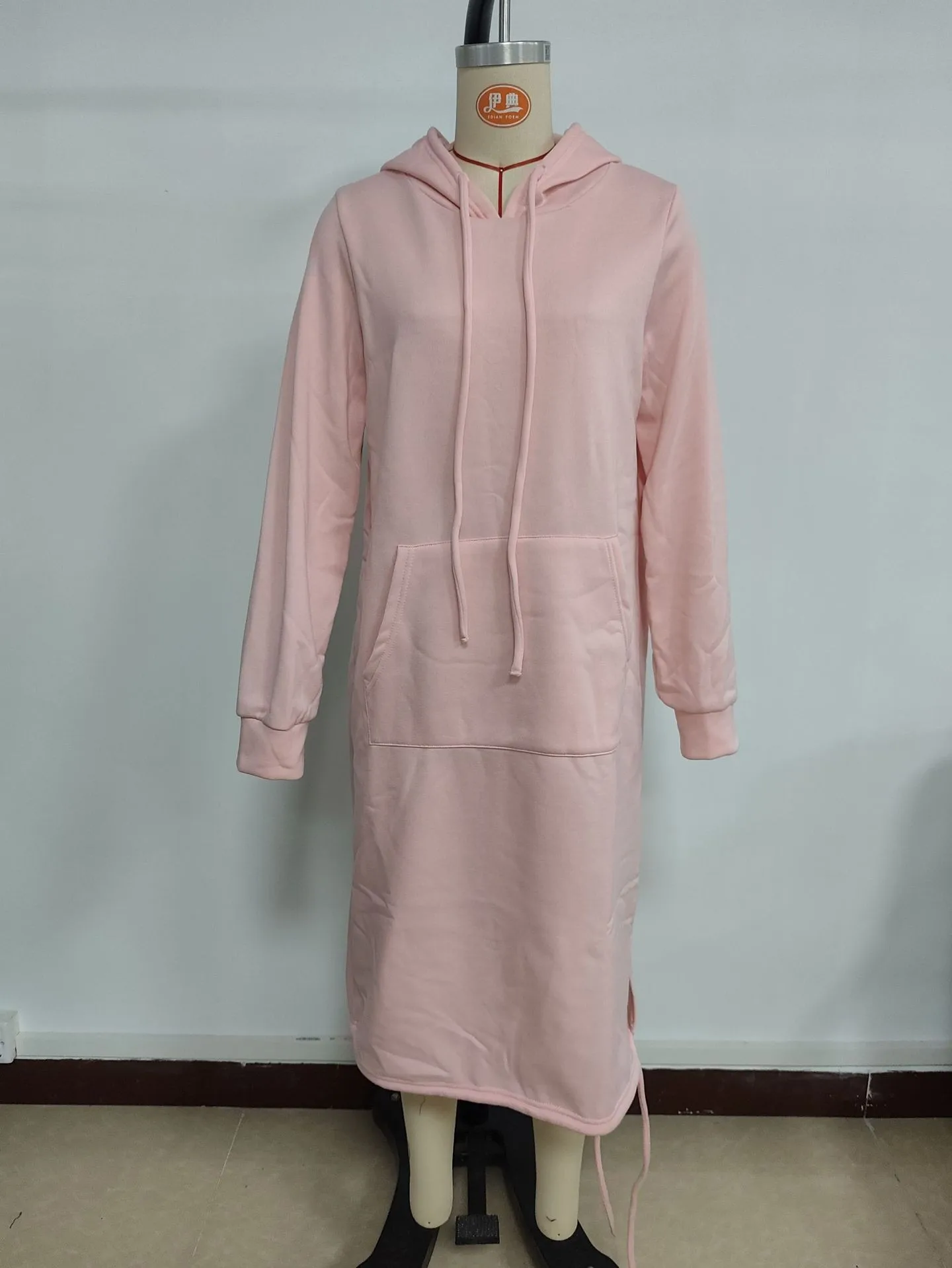 Pullover Hooded Hoodie Regular Thickness Elegant Commuter with Pocket Sweatshirt Loose Fit Wrinkle Treatment Long Hoodie