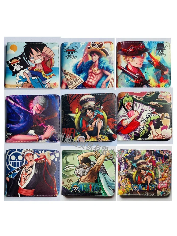 2025 Anime Monkey D Luffy une pièce ZORO dessin animé portefeuille en polyuréthane créatif Simple pliable porte-monnaie multifonctionnel carte garçons cadeau