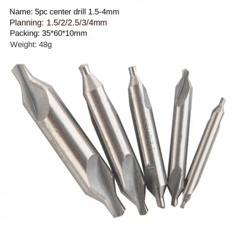 5pcs Product is Smal A Type Stainless Steel Casing Spiral Fixed Point Positioning Center Double Head Drill