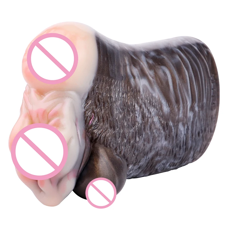 17*11cm Artificial Sheep Vagina 2in1 Anus Ass Animal Pocket Pussy Male Masturbator Adult Sex Toys for Penis Penetration Massager