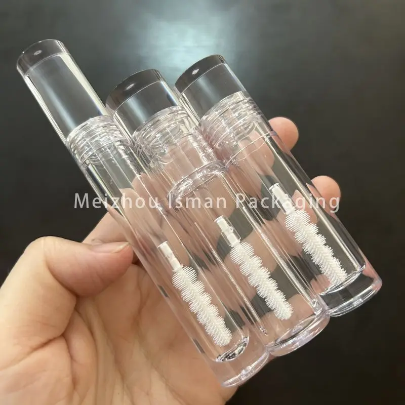 

50Pcs clear crystal empty luxury refillable mascara bottle container packaging wand tube paper box with silicone brush 5ml 8ml