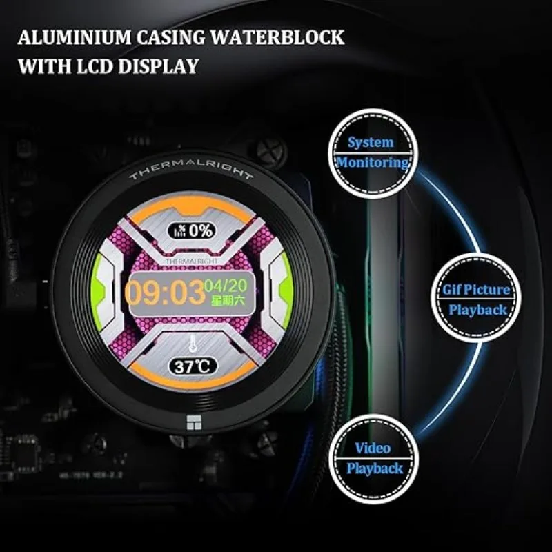 Chłodzenie wodne CPU Thermalright CORE Vision 360 Black ARGB z ekranem IPS LCD dla AM5 AM4 Intel LGA1851/115X/1200/1700/2011/2066