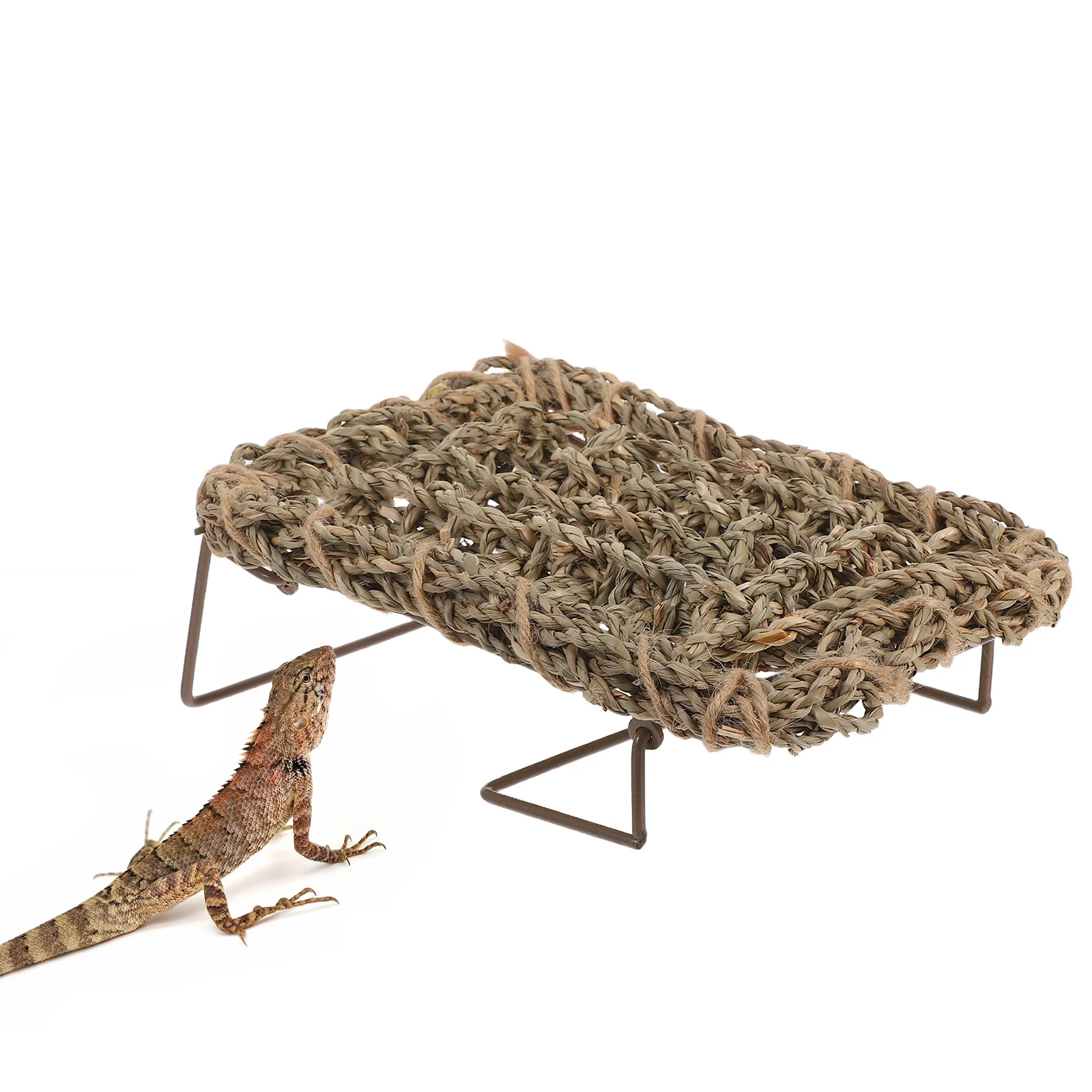

Bearded Dragon Hammock Woven Reptile Bed Natural Grass Lounger Resting Basking Tank Accessories Reptile Bedding