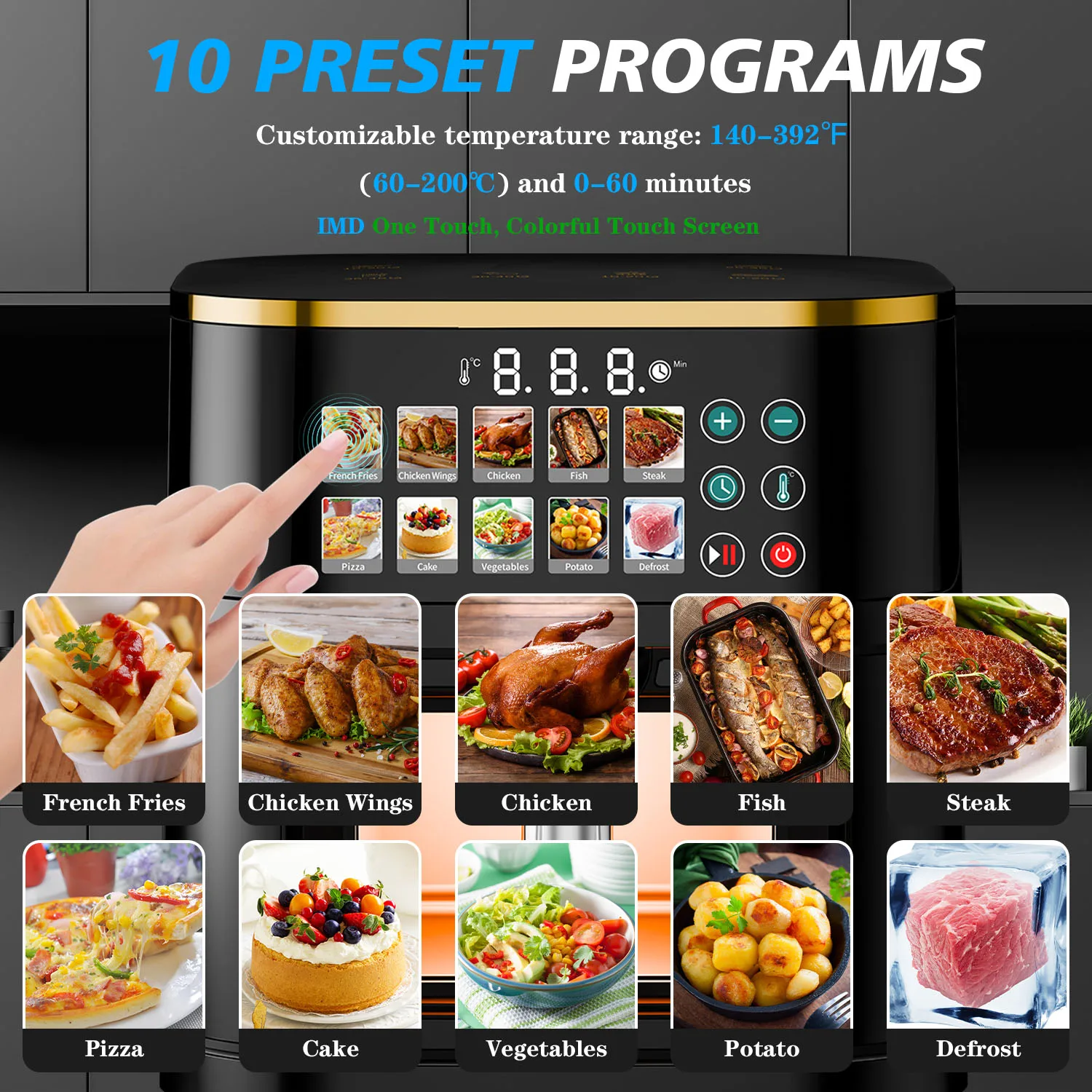 15L 10 Litres Air Fryer Oven With Smart Control Large Capacity Multifunctional Professional No Oil Cooking