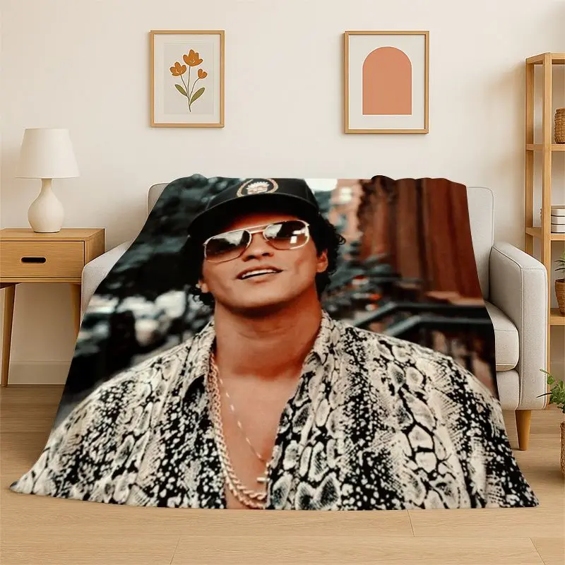 Fashion Bruno Mars Singer Star Flannel Blanket,Ultra Soft Warm Plush Throw for Home Bedroom Bed Sofa Cover Office Camping Picnic