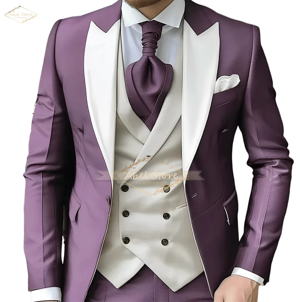 

Men's wedding suit 3-piece custom groom/best man dance cocktail tuxedo elegant men's slim single button suit (jacket vest pants)