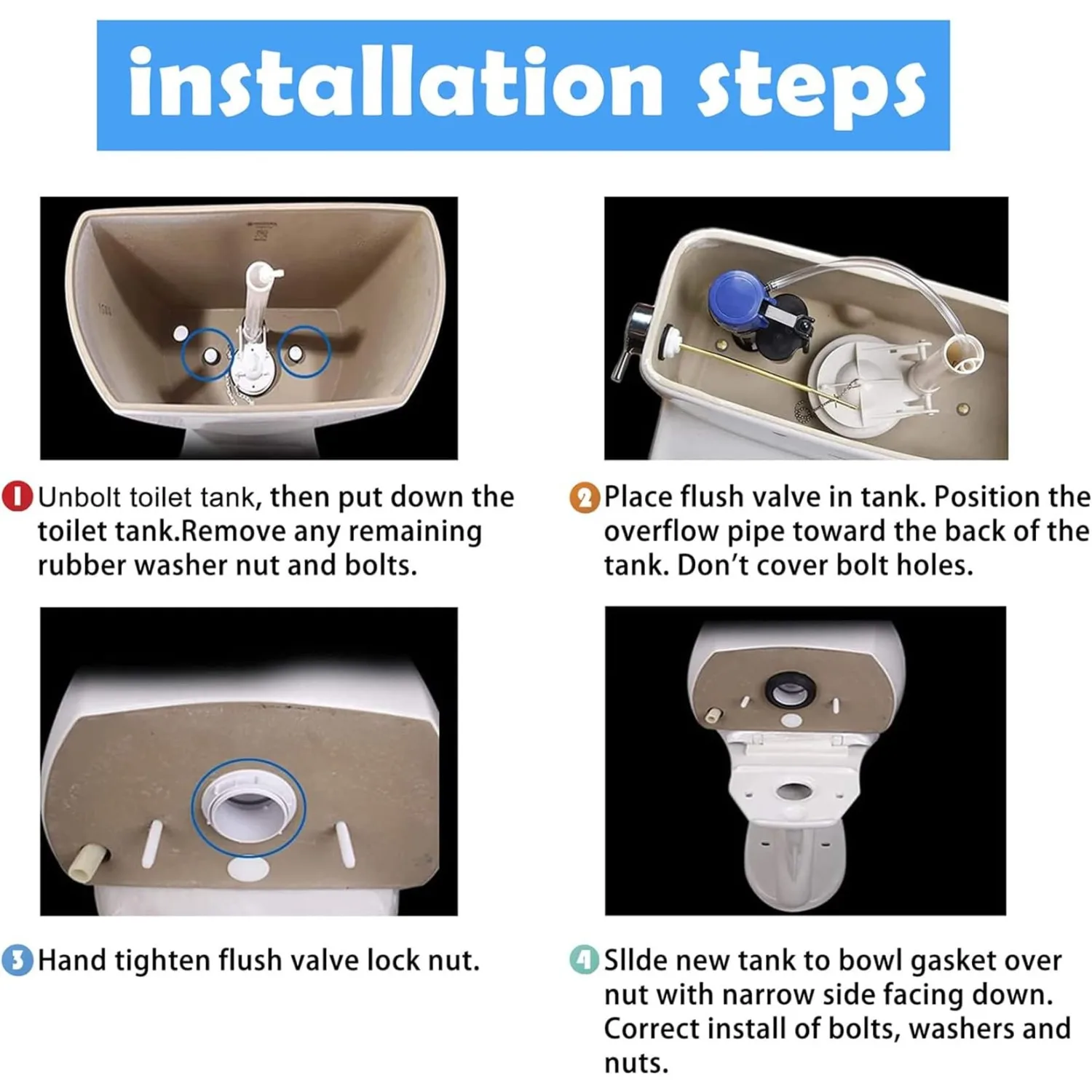 2-Inch Toilet Flush Valve Two-Piece Design Replacement Kit Compatible with Kohler Includes Washer and Bolt