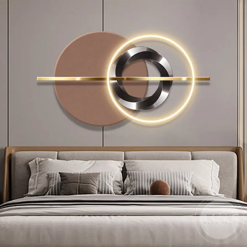 Modern minimalist bedroom decoration painting, high-end three-dimensional sandstone lamp painting