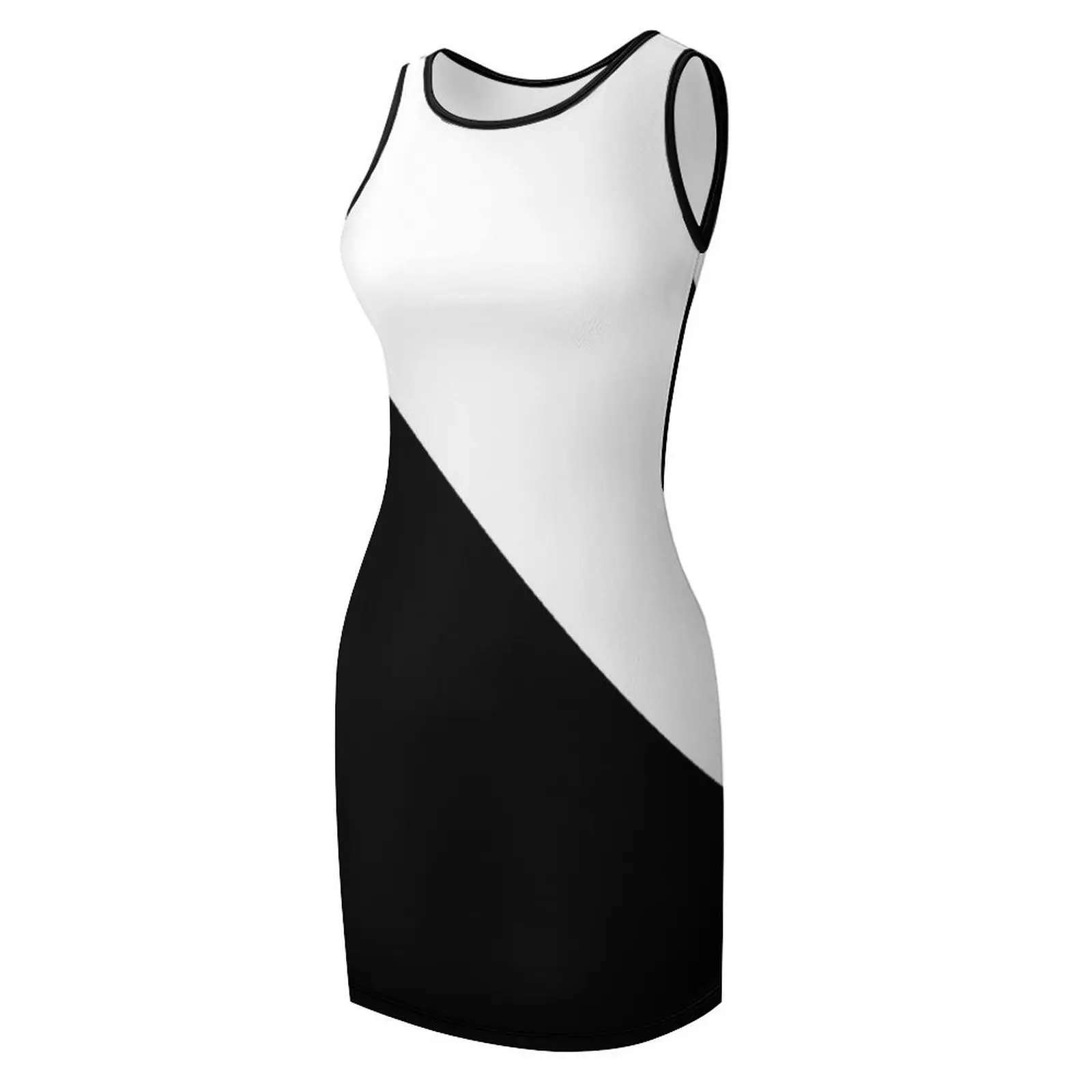 Robe d'été sans manches, deux tons, bloc de couleurs, noir et blanc, robes de soirée élégantes pour femmes, robes de bal, 2025