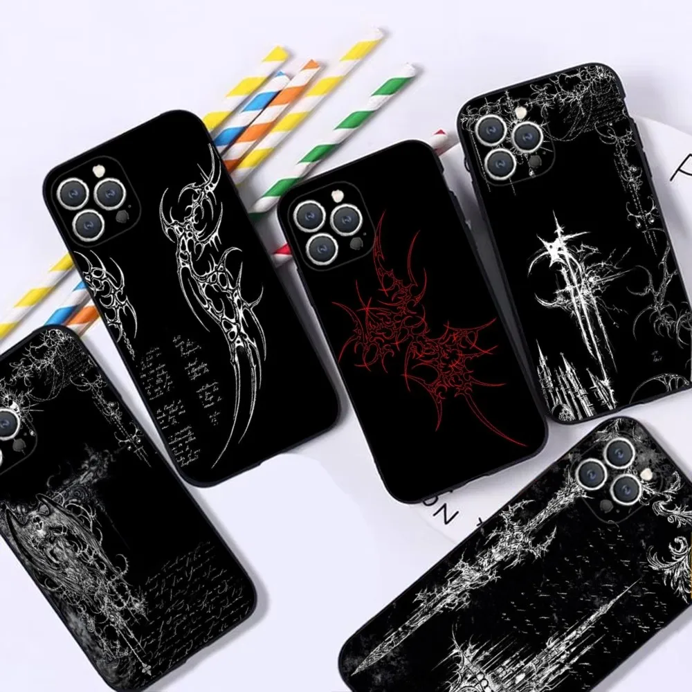 Cyber Sigil Cross  Phone Case For iPhone 16,15,14,13,12,Pro,Max,11,7,8,Plus,XR,XS Max Shockproof Silicone Soft Shell