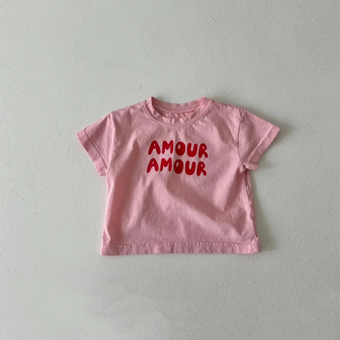 Baby Short Sleeved Letter Printed Cotton T-shirt for Infants and Young Children Summer Stylish Versatile Top
