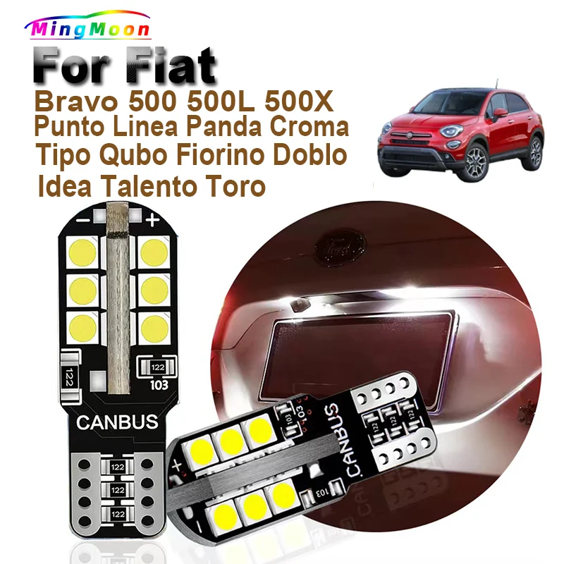 2 pçs t10 para fiat bravo 500 500l 500x punto panda croma tipo qubo fiorino doblo idéia linea talento toro luzes da placa de licença led