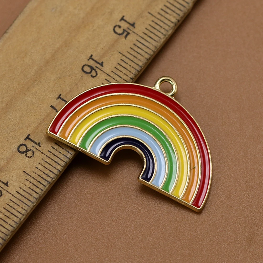 

10 Pcs Rainbow Necklace Pendant Alloy Charm Fashion Cartoon Jewelry Making Pendants Diy Craft Accessories Bracelet Earrings