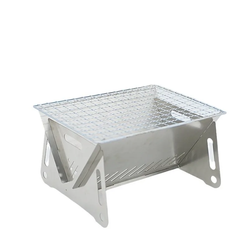 Outdoor Folding Card Stainless Steel Burner BBQ Firewood Stove Camping Supplies Portable Charcoal Stove