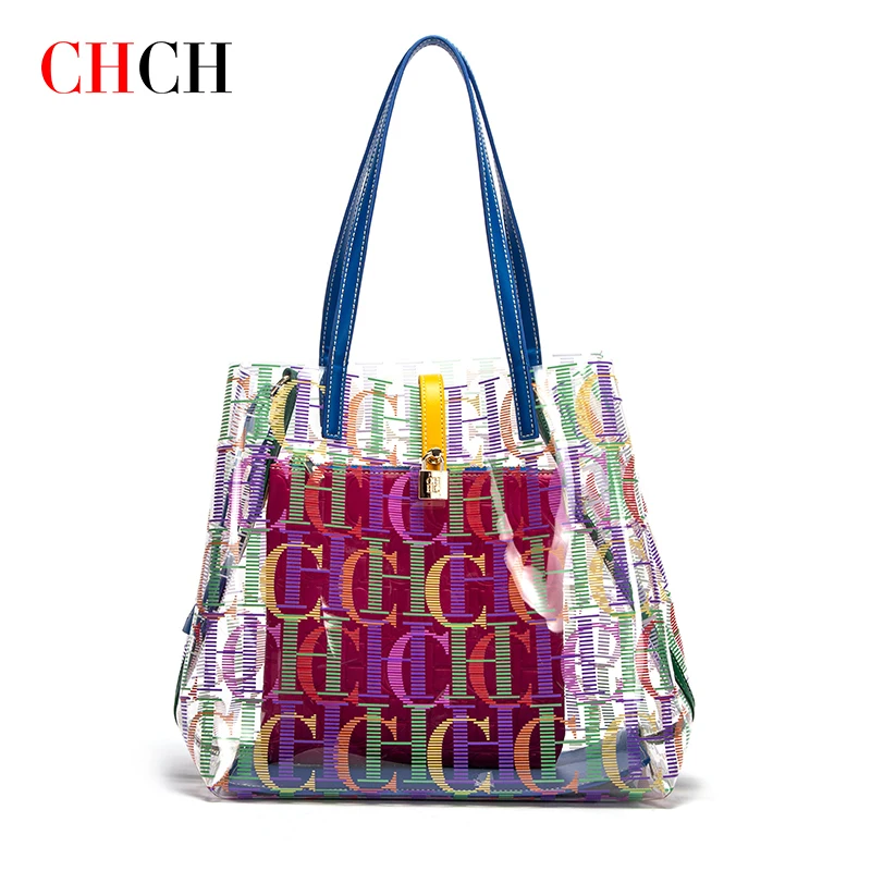 CHCH-Bolso de mano de estilo Simple clásico para mujer, bolso de mano de gran capacidad, Color transparente, compras, nuevo