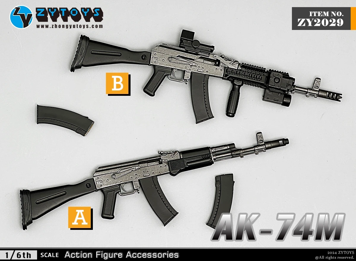 ZYTOYS-AK-74M a escala 1/6, Rifle del ejército ruso de asalto para figura de acción de 12 pulgadas, accesorios de plástico para modelos