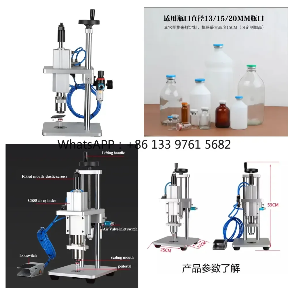 WSQ Semi-automatic Pneumatic Crimping Tool for Vials Oral Liquid Sealing Machine Aluminum-Plastic Cap Crimping Machine 13mm