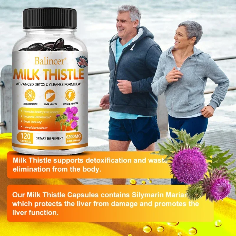 Milk Thistle Capsules Promote Liver Cell Regeneration, Enhance Liver Detoxification, Prevent Damage & Support Liver Health