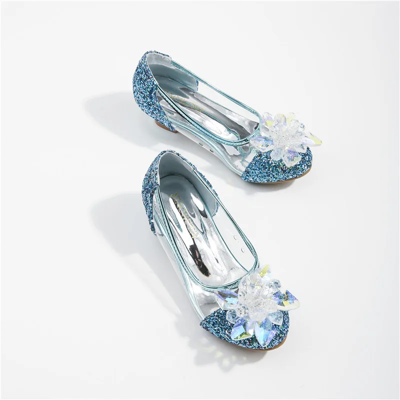 Princess Girls Shoes Spring Children Party High Heels Dancing Shoes for Girl Sandals Crystal Sequin Performance Shoes CSH1568