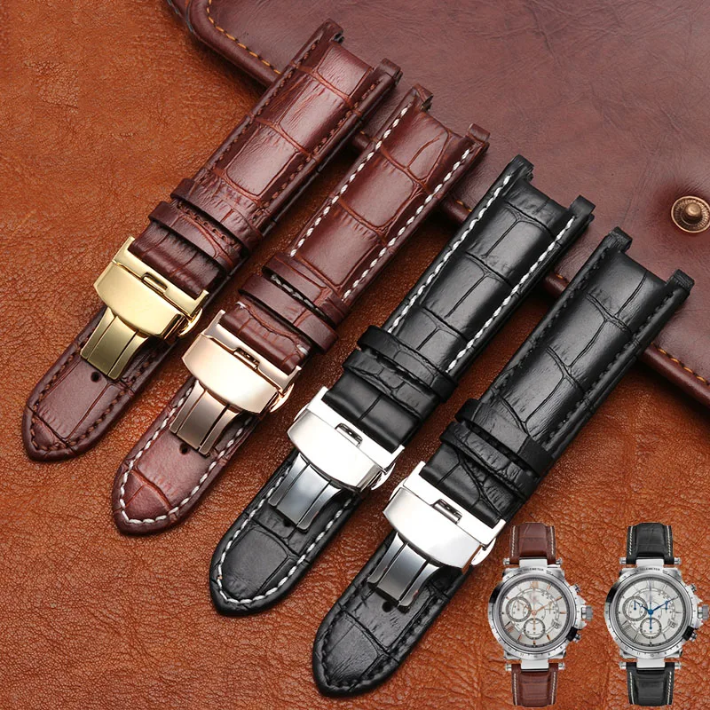 Notched Leather Watch strap 20*11mm 22*13mm For GC Guess Passa Genuine Lleathe Waterproof Watch chain Men Women