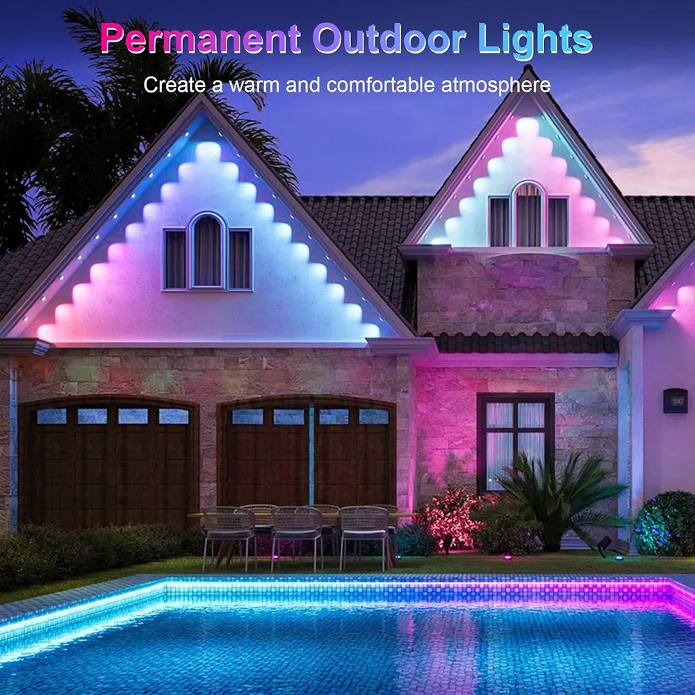 Amusement Park Permanent Christmas Pixel Led Point Lights Outdoor Decoration Pixel Smart Eave Strings Light