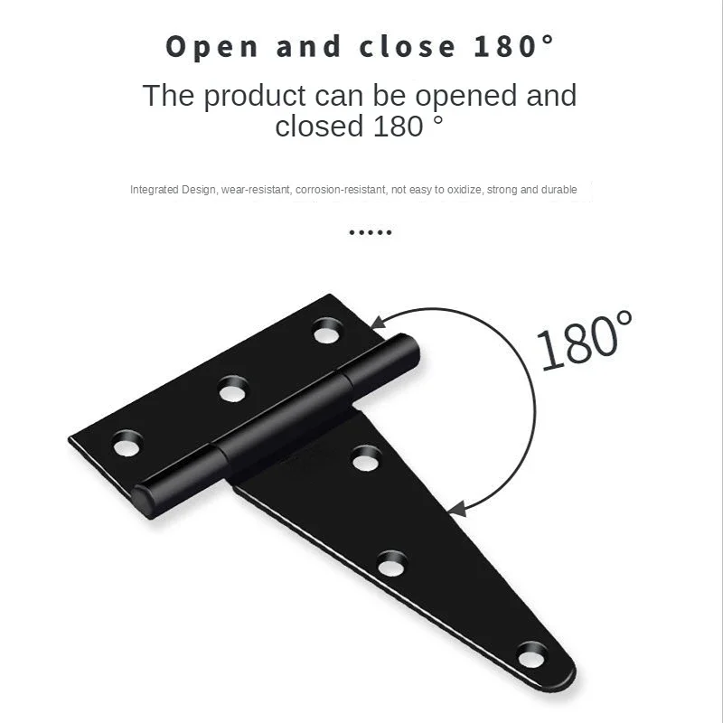 4-12inch Gate T Shape Heavy Duty Hinge T-Strap Shed Hinge Wooden Door Barn Gates Hinge Black Wrought Hardware