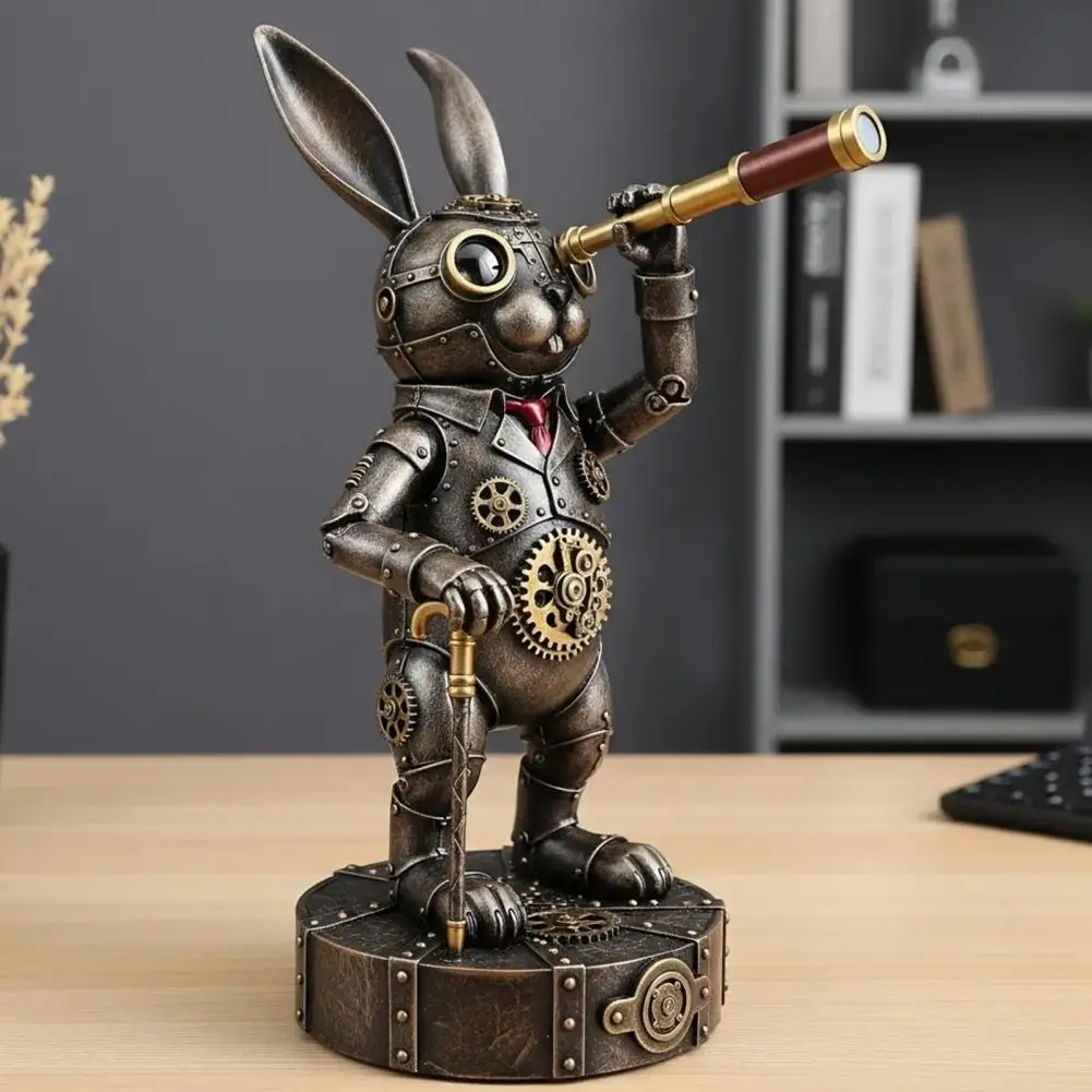 غريب الأطوار Steampunk ديكور Steampunk تماثيل صغيرة على شكل حيوانات خمر Steampunk اكسبلورر تمثال مع تلسكوب والعتاد للمنزل مكتب ديكور