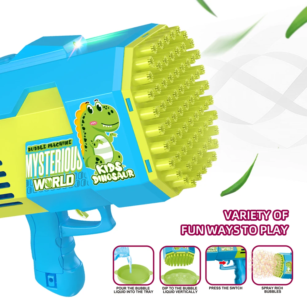 Máquina elétrica de bolhas de 73 buracos, feliz tempo de jogo ao ar livre, experimente um riqueza festa de bolhas, um presente para crianças (sem líquido de bolhas)