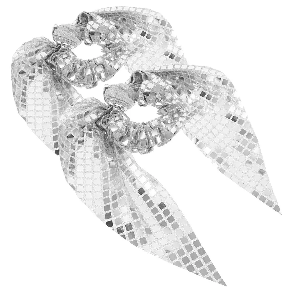

2Pcs Bowknot Sparkly Sequin Hair Scrunchies Soft Elastic Ponytail Holders Elegant Hair Ties for Dance Party Favors