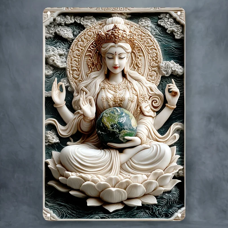 

Earth Goddess 2D Aluminum Sign, Versatile Decor for Home, Bar, Kitchen & More, Durable Metal Wall Art with Pre-Drilled Holes