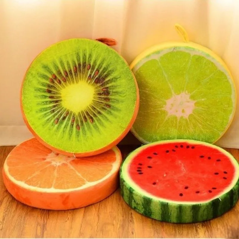 3D Simulation Cushion Watermelon Fruit Soft Pillow Office Nap Cushion Round Chair Pillows House Decoration Room Accessories