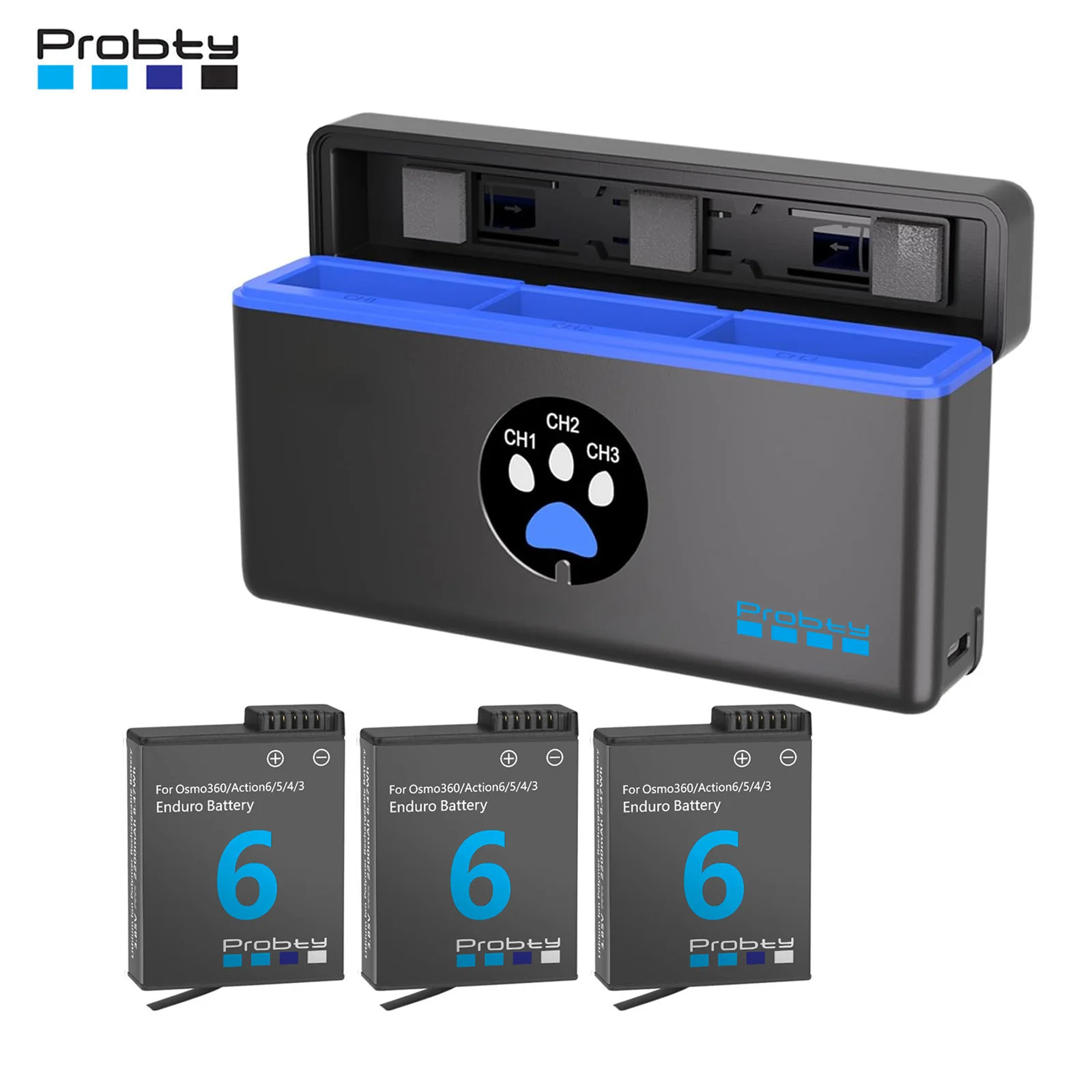 Probty 2200mAh Akkus für DJI Osmo Action 6/5 Pro Kamera, Batteriezubehör für Osmo 360 Osmo 3 4 5 Pro