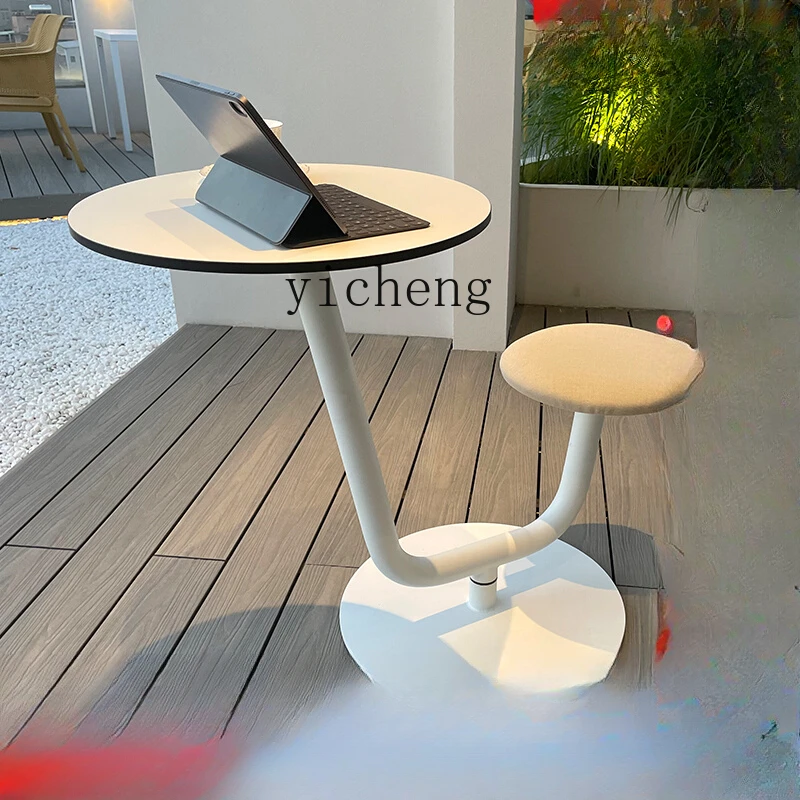 ZK Outdoor Integrated Negotiation Table and Chair Milk Tea Coffee Shop Internet Hot Casual Swivel Chair