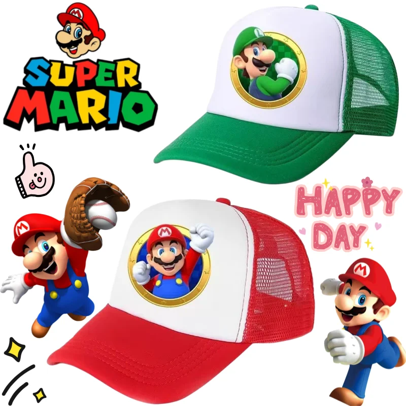 Nueva Gorra de Béisbol Super Mario Peach, Creativa, con Estampado de Dibujos Animados a Todo Color, para Niños y Niñas, Gorra de Verano con Protección Solar y Ala Ancha