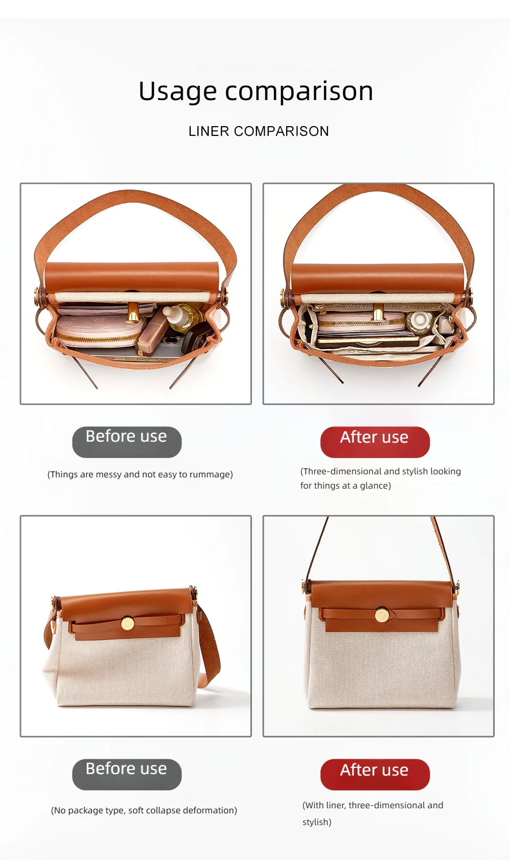 Bag organizer insert For herbag mini nylon storage durable fashion bag support storage inner modification bag accessories