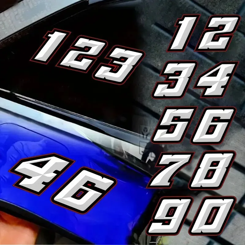 1Pc White Number Waterproof Vinyl Sticker for Motorcycle Helmet Fairing Fuel Tank Trunk Car Window Universal Decor