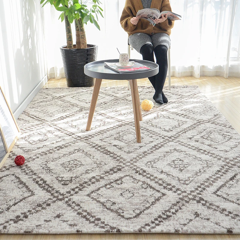 Morocco Carpet for Living Room Simple Plaid Geometric Area Rug Rectangle Soft Bedroom Carpet Sofa Table Home Floor Mat Decor