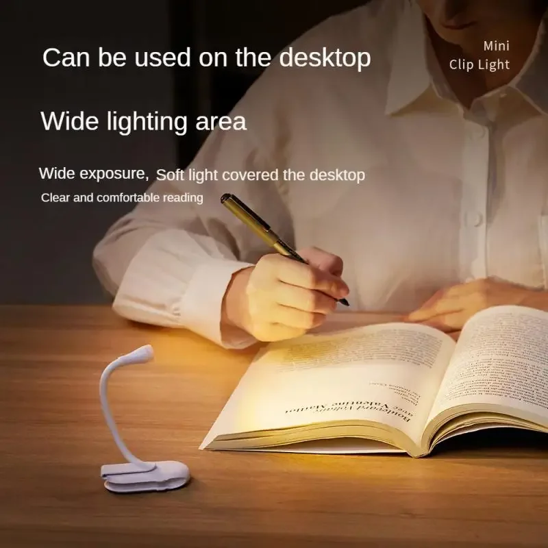 Mini lampe de lecture LED aste par USB, protection des yeux, veilleuse, lumière à clipser réglable, étude, maison, chambre à coucher