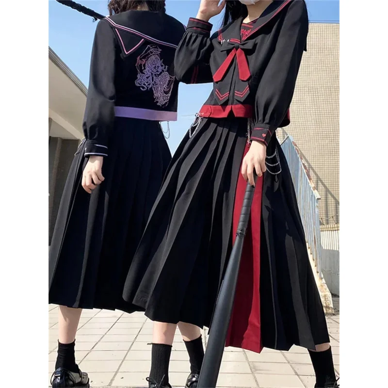 ชุดนักเรียน Nicemix Jk ของแท้ รุ่นดั้งเดิม สีเข้ม คอลเลคชั่น 2023SS ชุดนักเรียนสาวซน แขนยาว กระโปรงยาว ชุดเต็ม ดีไซน์เฉพาะตัว สไตล์สตรีทแวร์ yi;4